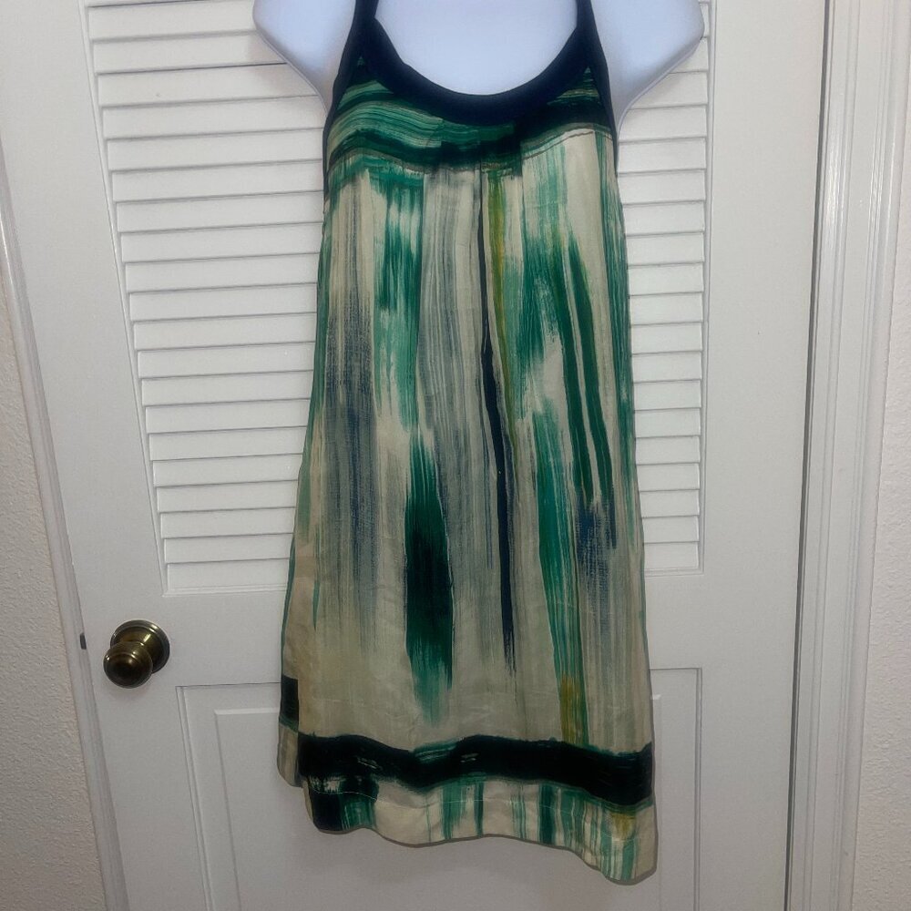 Lucky Brand 100% Silk Abstract Maxi Dress XS w/ Hidden Pockets